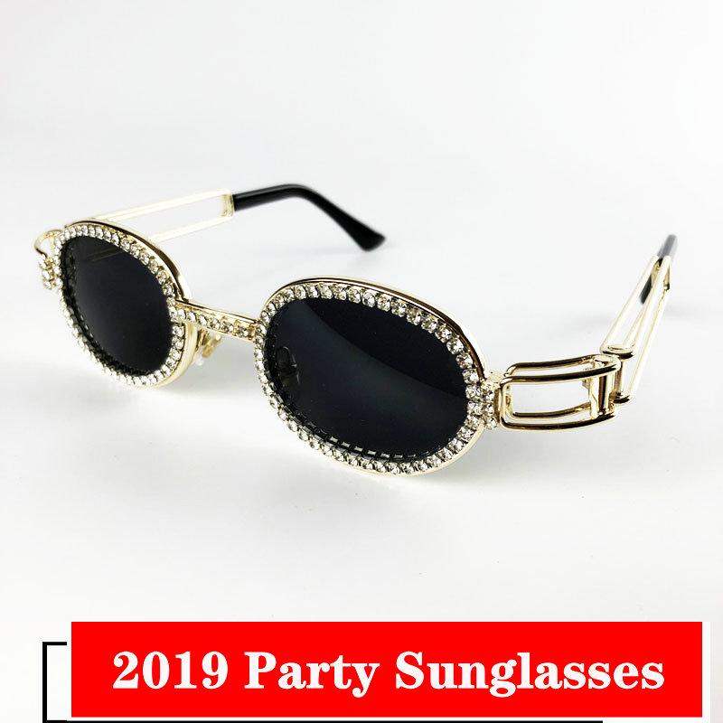 

2020 New Shining Pearl Diamond Sunglasses Women Brand Design Flash Round Shades Female Mirror Sun Glasses with box FML