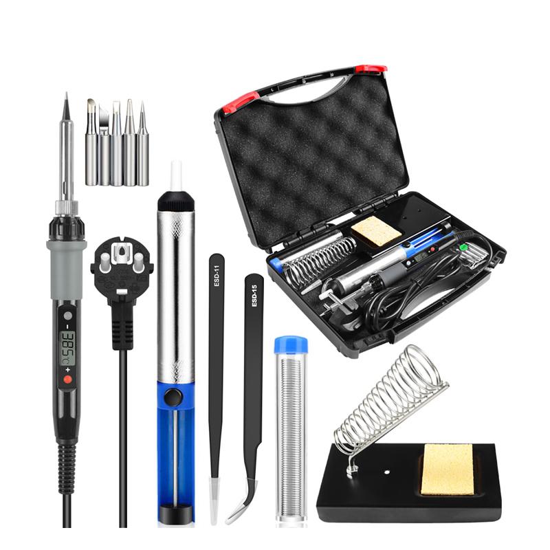 

220V EU 80W Adjustable Temperature Electric Digital Soldering Iron With 5 Soldering Tips Home Repair Iron Welding Tools