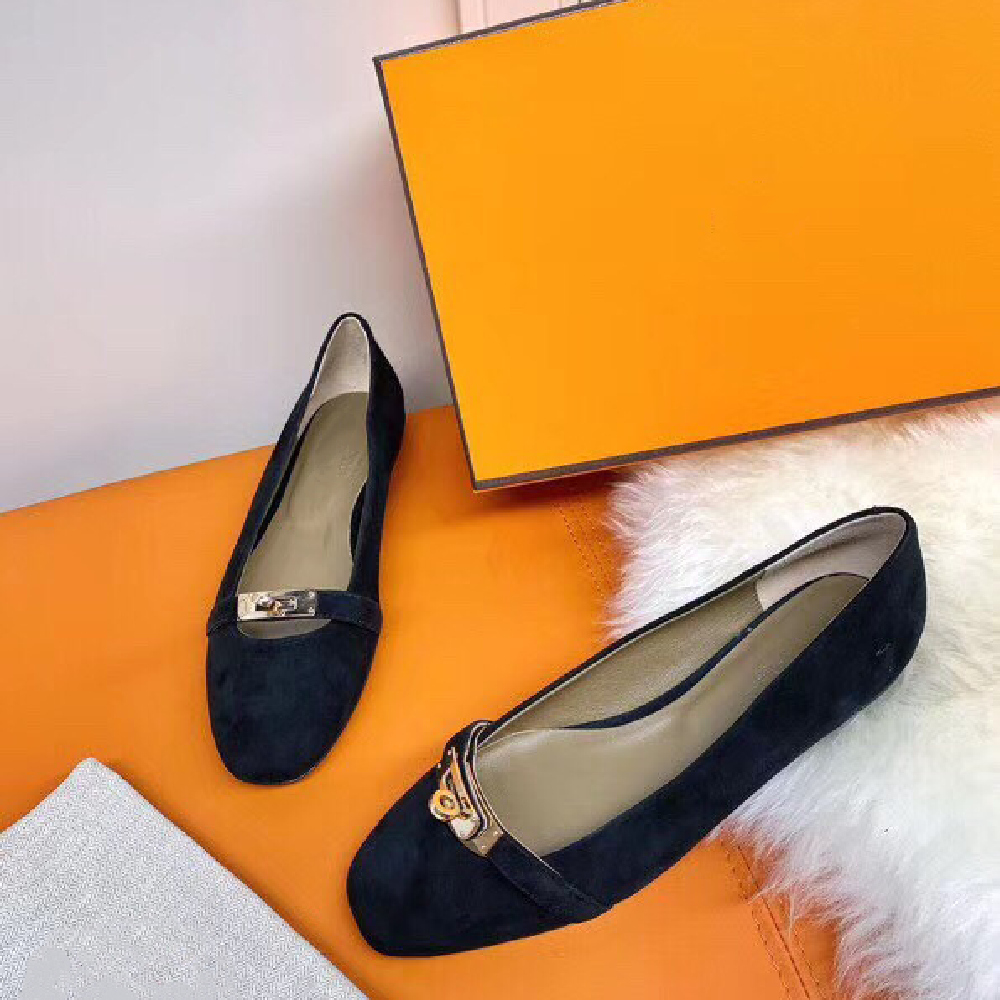 

Brand Women's Shoes Genuine Leather Flats Shoes Top Quality Flat Heels Shoes Round Toe Ballet Flats Slip On Shallow Casual Flats Size 42, Black