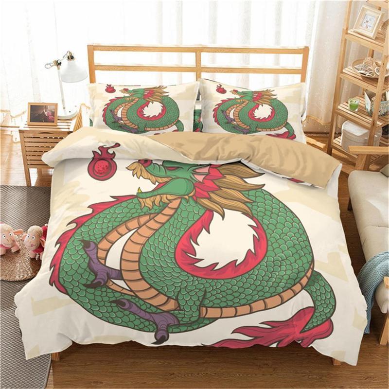 

ZEIMON 3D Print Bedding Set Dragon Custom Duvet Cover Set 2/3PC Comforter Quilt/Blanket Cover Cartoon Animal Bedclothes1, Sxj0739-1