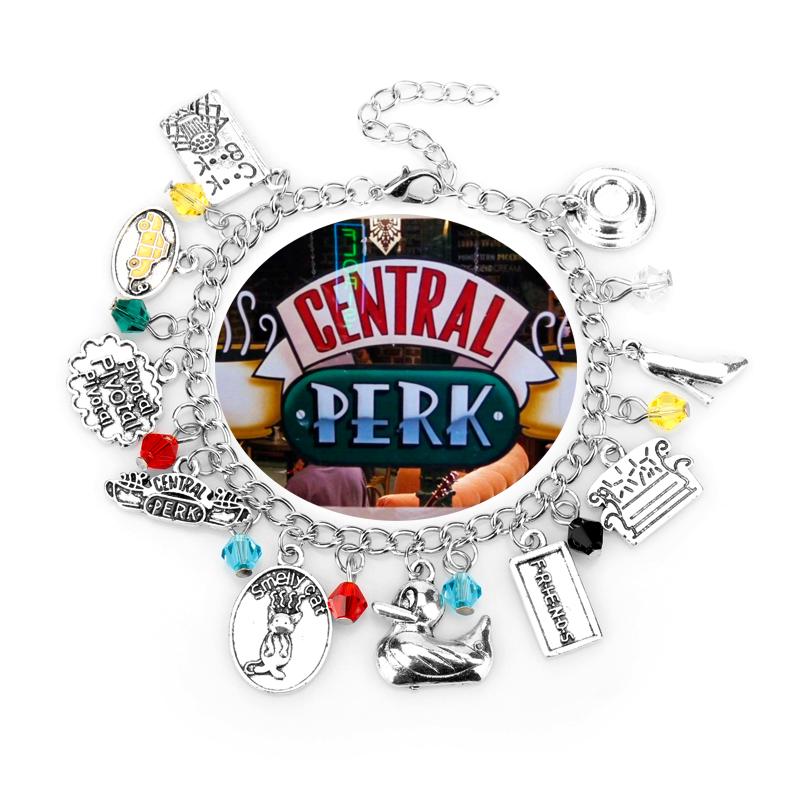 

TV show Friends Bracelet Central Perk Coffee Time Smelly Cat Charms Pendant Bangles Bracelets for Women Men Jewelry Gift