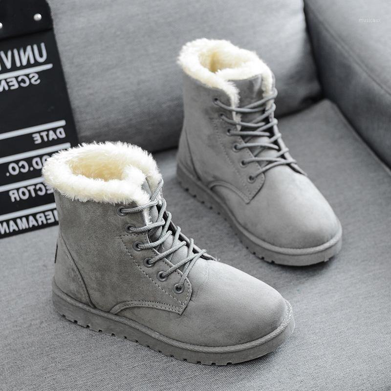 

2020 Women Boots Winter Snow Boots Female Duantong Warm Lace Flat with Women Shoes Tide Botas Mujer Hot Sale1, Red