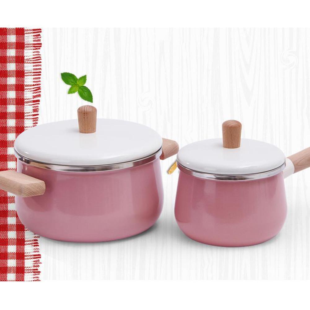 

Home Kitchen Non-stick Pot Enamel Wooden Handle panelas Cooking Tools Food Cookware Storage Boxes for Food Milk Cookware hotpot T200111