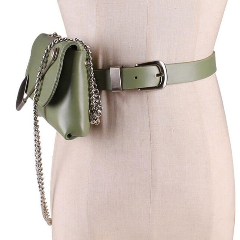 

2021 New Spring Summer Leather From the Plutonium Personality Current Bag Two Ways to Use Female Fashion Track Belt Vewy, Black