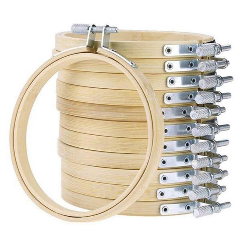 

HOT-20 PCS 5 Inch DIY Bamboo Embroidery Hoops Round Wooden Circle Cross Stitch for DIY Cross Stitch Needle Craft Tool
