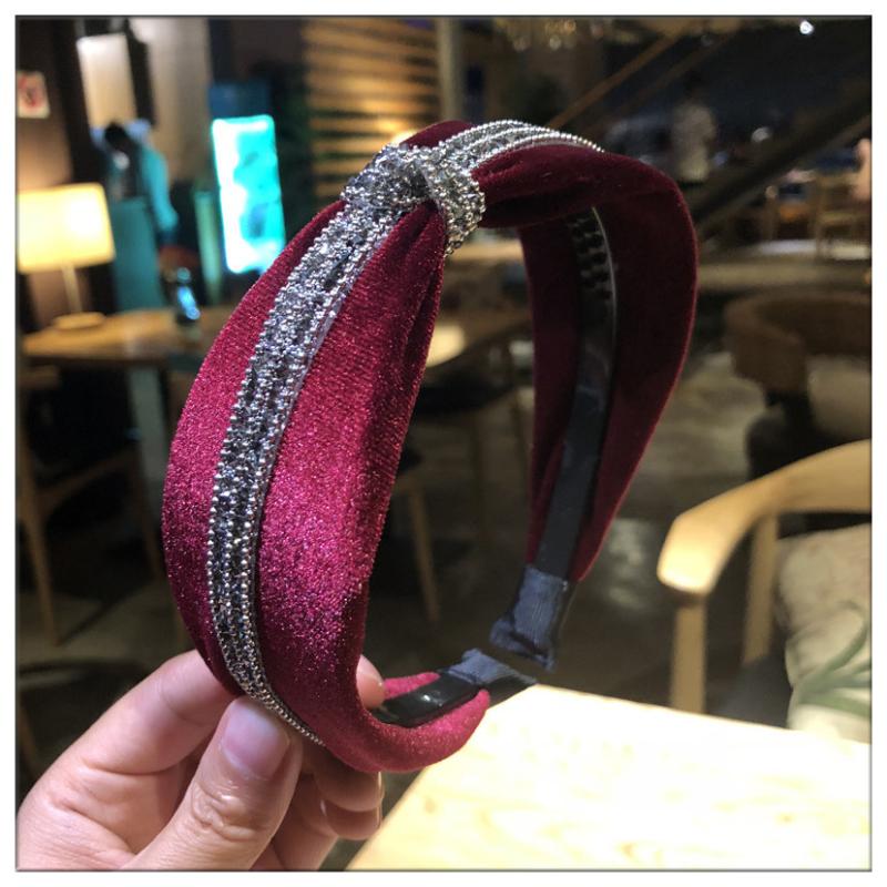 

New Elegant Women Headband Velvet Full Rhinestone Knot Hairbands for Lady Girls Headdress Fashion Hair Accessories