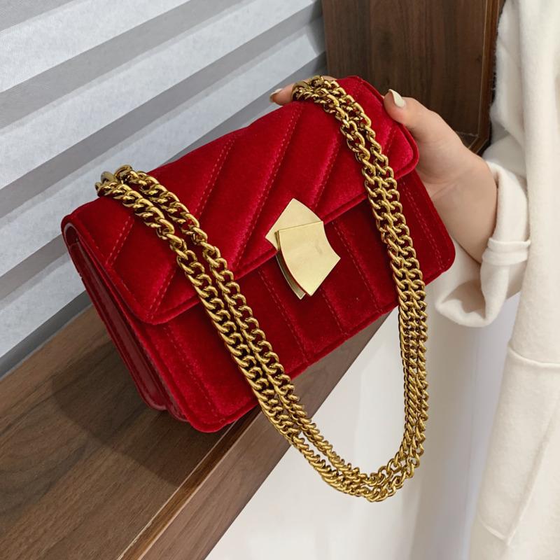 

Luxury Women Crossbody Bag High Quality Velvet Chain Female Designer Shoulder Bag Splicing Package Party Small Square Bags, Red2