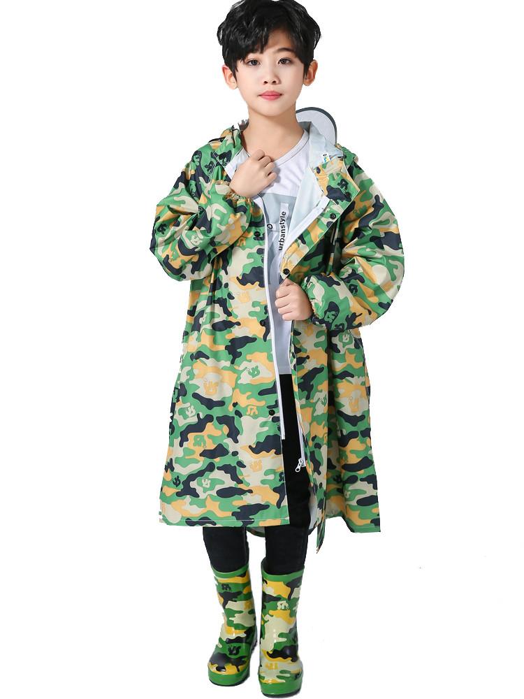 

Kids Camo Rain Poncho Waterproof Reusable Backpack Cover Rainwear Impermeable Wet Weather Gear Veste Pluie Kids Raincoat EB50YY