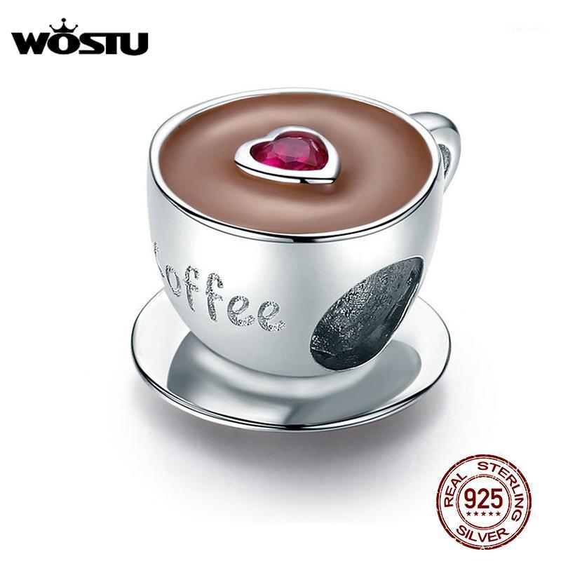 

Other WOSTU Real 925 Sterling Silver Cute Heart Coffee Cup Beads Fit Original Charm Bracelet Jewelry CQC1286
