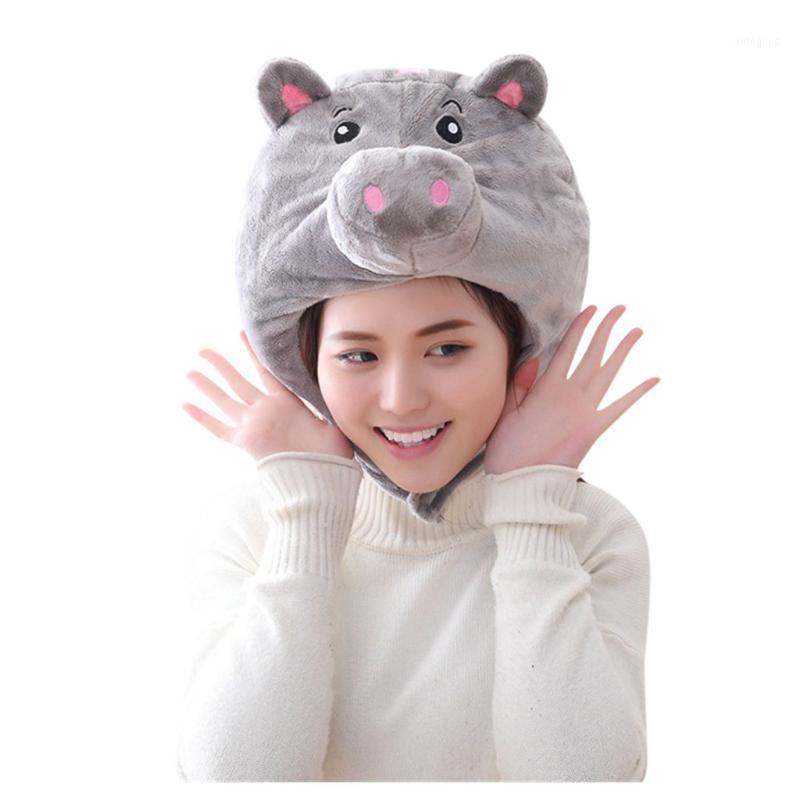 

New Unisex Beanie Hat Ribbed Knitted Cuffed Winter Hat Girl Funny Animal Cute Plush Gift Dress Party Headwear Pig Head Cap1, Blue;gray