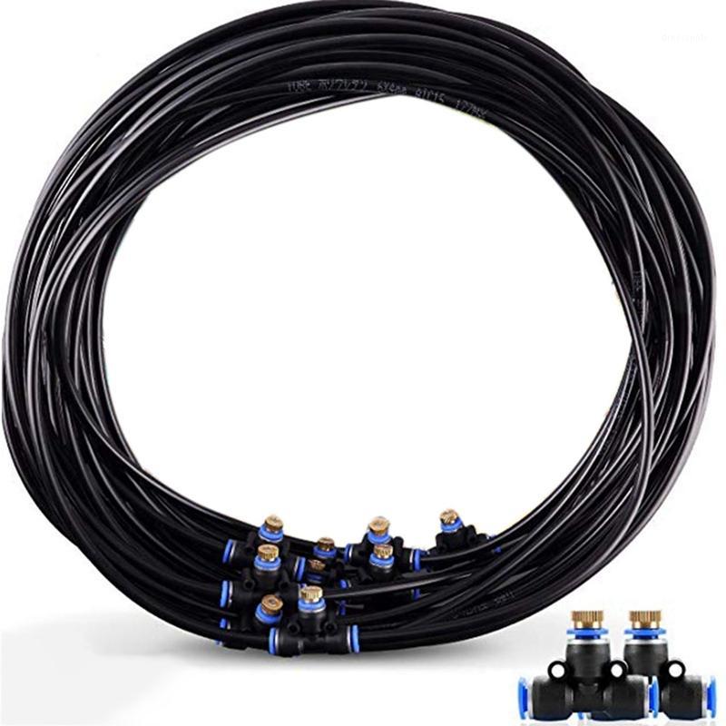 

Misting Cooling System 50Ft Misting Line 15 Mist Nozzles Brass Adapter Outdoor Misters for Garden Trampoline Waterpark1, Black