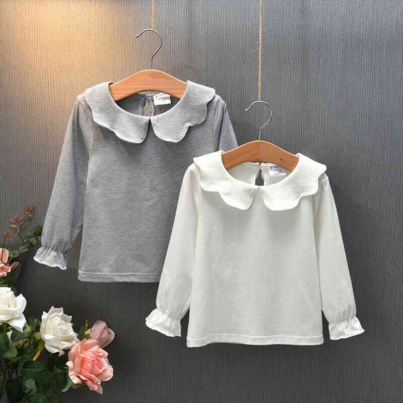

Toddler Kids Girl Long Sleeve Shirt Tops Spring Autumn O-neck Blouse Pullovers Cute Ruffle Shirts For Child Girls 1-7years, White;black