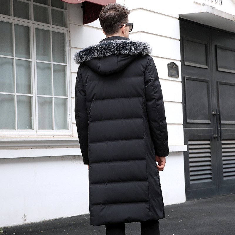 

2021 Men Long Styling Quality Thicken with Hood 90% White Down Male Jacket, Winter Warm Coat PU0S, Black