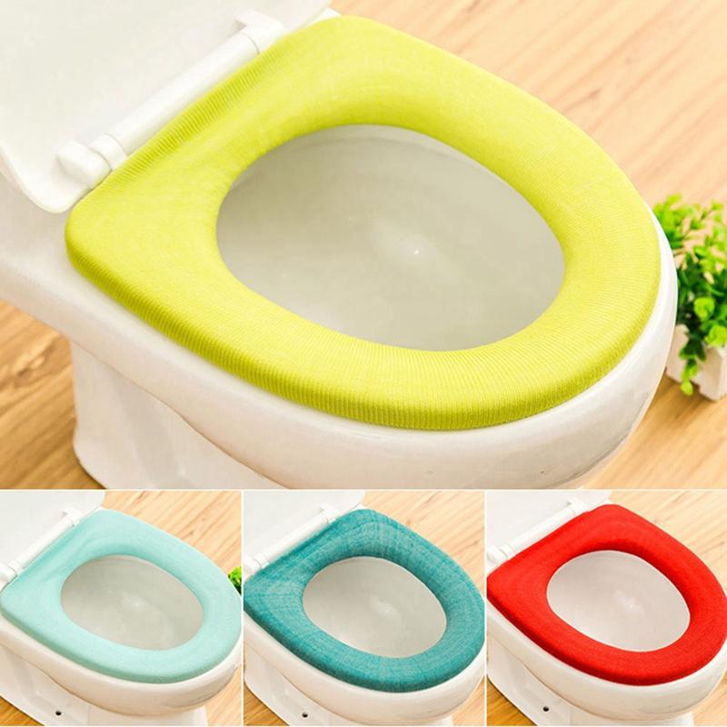 

Hot Sale 1pcs Warm Soft Plush Toilet Seat Cover Bathroom Comfortable Toilet Seat Cover Cushion Washable Color Random