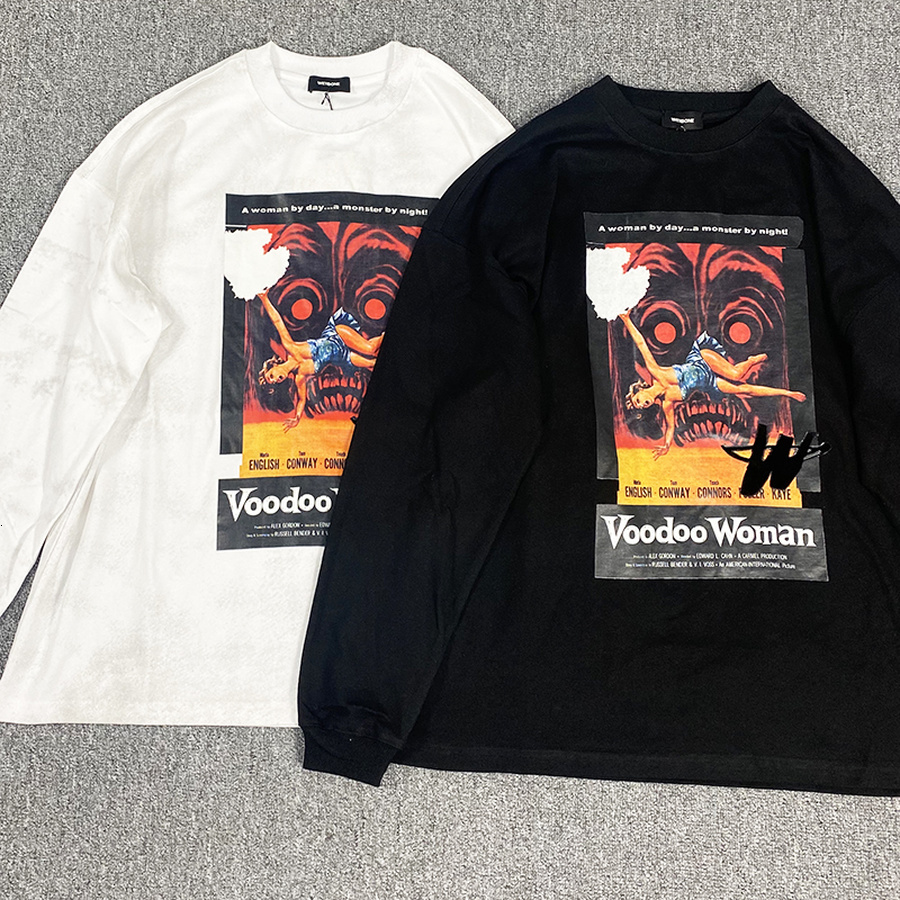 

2021 New Flocking Film Print Graffiti Long Sleeve Welldone t Shirts Men Women 1:1 High Quality We11done Top Tees T-shirts Harajuku Dp0l