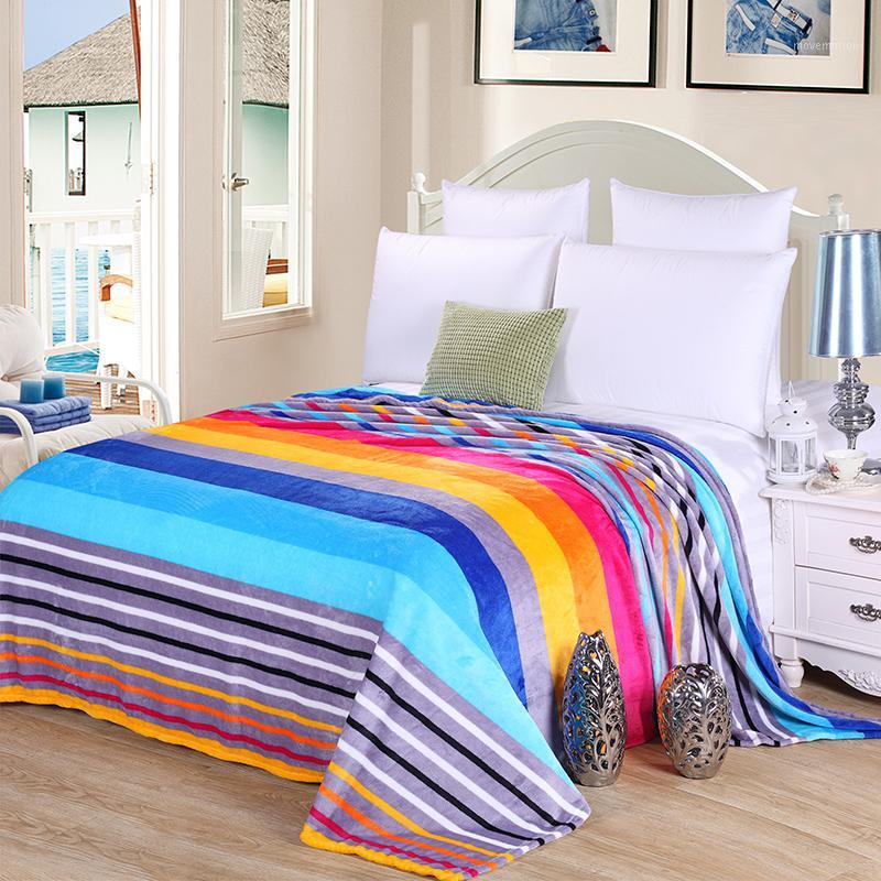 

Striped Warm and Comfortable Fannel Fleece Blanket Sofa Cover Bedsheet Twin Full Queen King Size for Children and Adult1