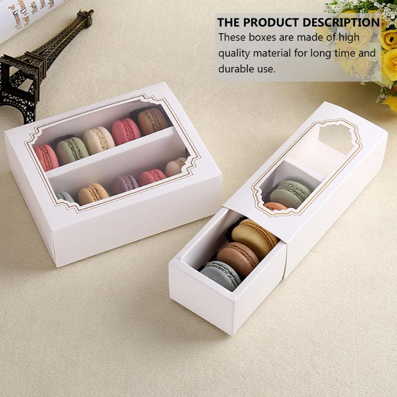 

10pcs Paper Macaron Box Cake Box With Window Paper Packing Macaroon Packing Dessert Transparent Macaron Packaging Boxes