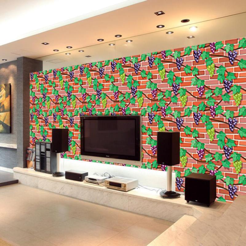 

Creative 3d Grape Wall Decoration Wallpaper Self Adhesive PVC Wall Paper Background tv Mural Brick Wallpapers Roll ZE107