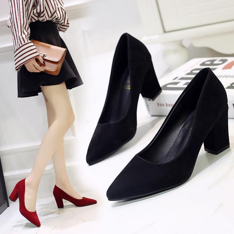 

Square Heel Single Shoes Korean Pointed Suede High Heels Black Professional Work Shoes Simple Fashion Pumps Elegant Womens1, Beige flip flops