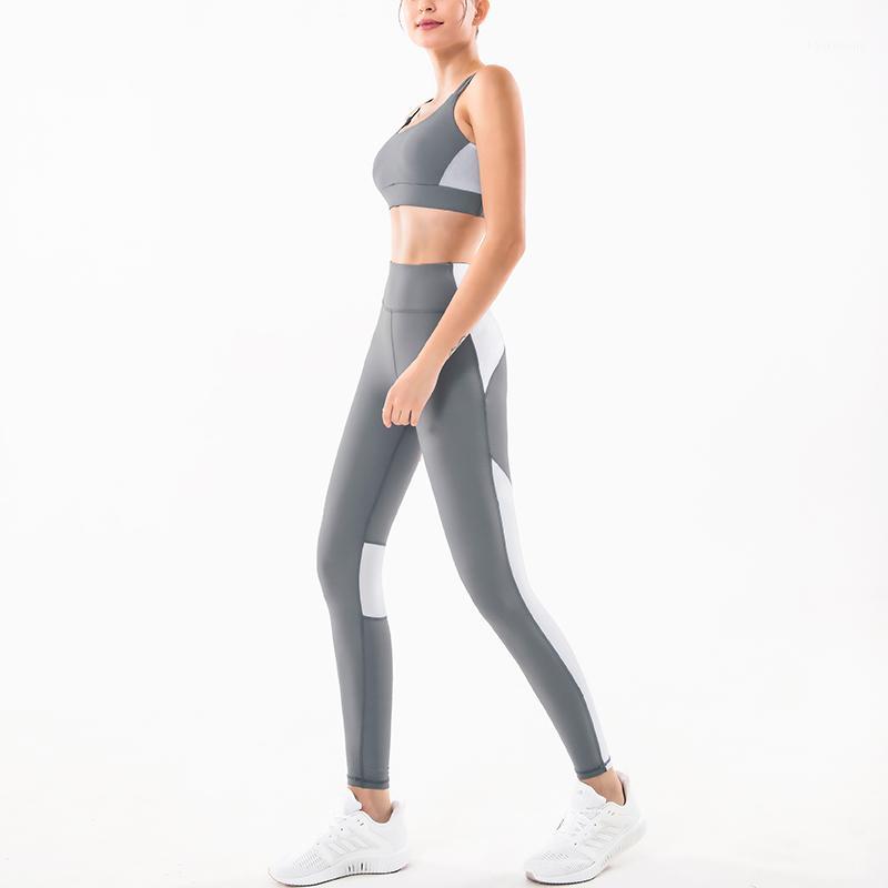 

Women Yoga Sets High Waist Sport Leggings Gym Set Yoga Clothes Sports Suit Fitness Top Sportswear Suit1, Grey