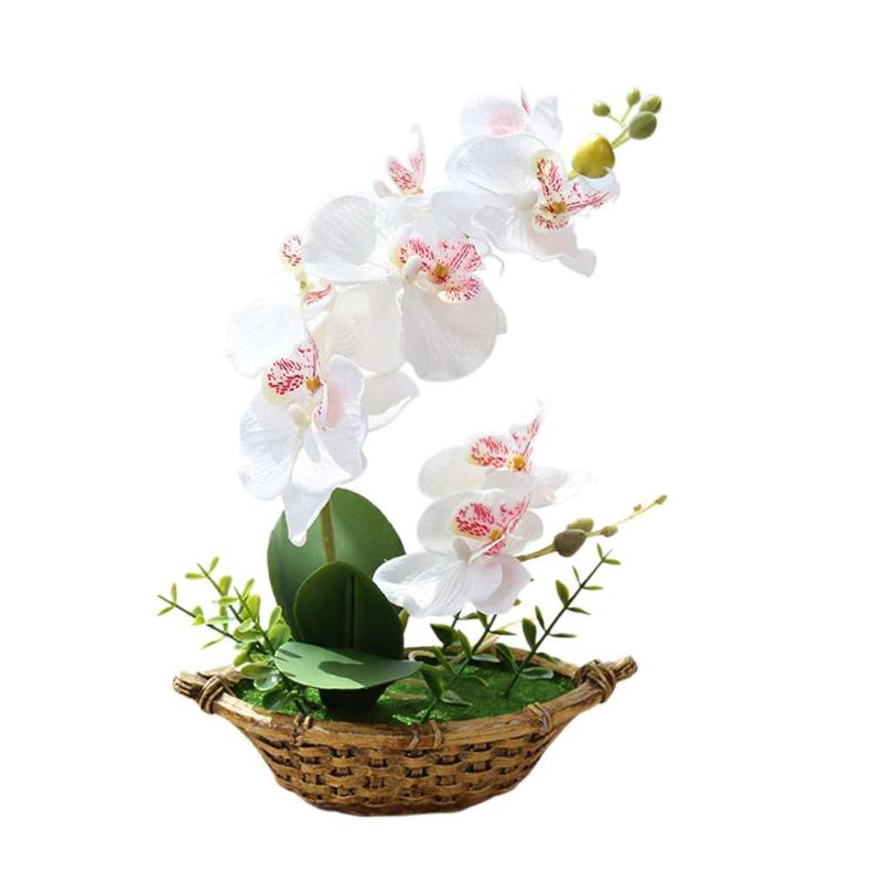 

Artificial Simulation Silk Flower Butterfly Orchid Bonsai Fake Plants Flowers Outdoor Garden Home Decoration, White
