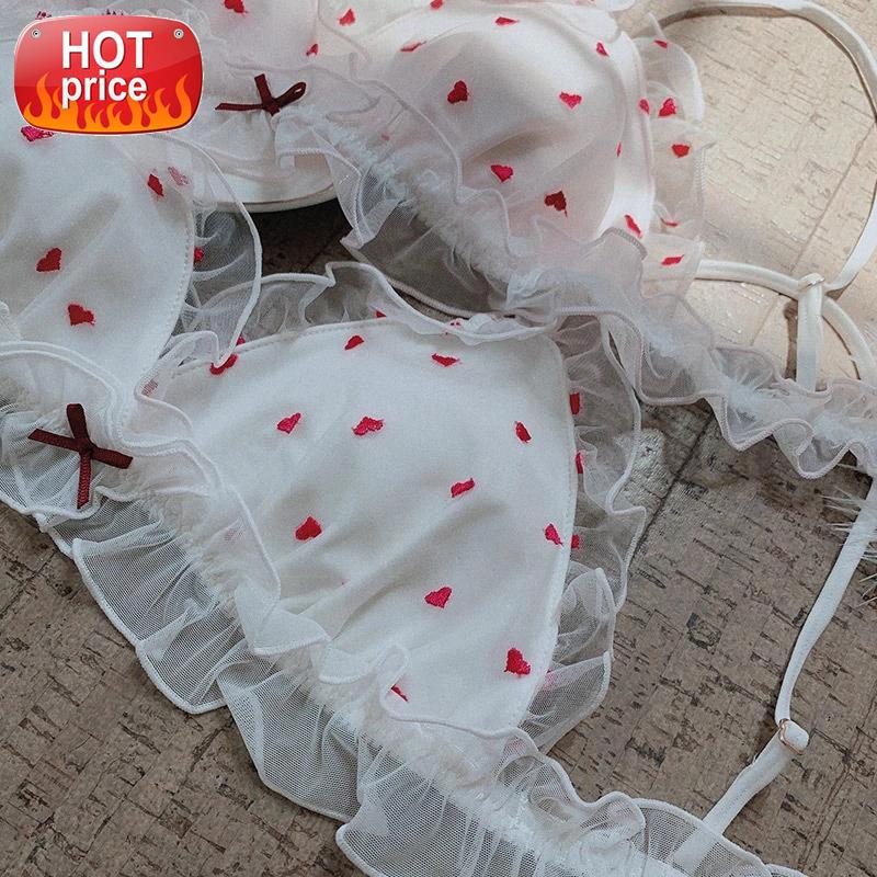 

Ladies Girl Teen Underwear My Melody Japan Lace Panty Sweet Cute Lolita Bra and Panty Lingerie Ruffles Soft White Pink Sleepwear #HU8p, Black;white