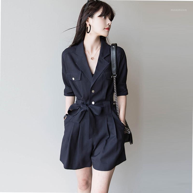 

Jumpsuit women's summer suit 2020 new Korean version high waist slimming black overalls casual jumpsuit shorts1, Black jumpsuit