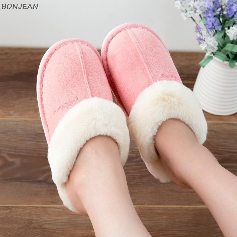

Winter Lady's New Thick Bottom Fluffy Slippers Home Lady's Warm Indoor For Men And Women Flat Round Toe Adies Shoes Big Size1, Black