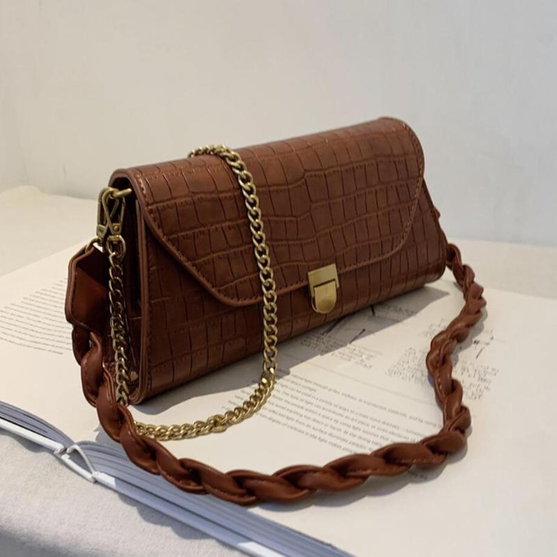 

Crocodile pattern Armpit bag 2020 Fashion New High quality PU Leather Women's Handbag Vintage Chain Shoulder Messenger Bag, Beige