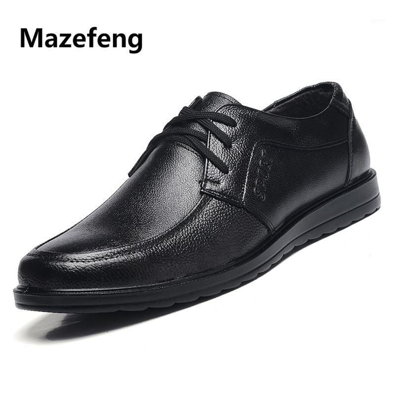 

Mazefeng 2020 New Fashion Spring Autumn Men Leather Shoes Men Business Shoes Lace-up Male Dress Round Toe Soft Antiskid1, Black