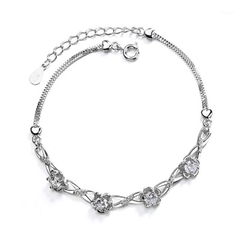 

Link, Chain Delicate Peach Blossom Rhinestone Bracelet For Women Girls Lover Party Valentine's Day Gifts Jewelry Accessory1