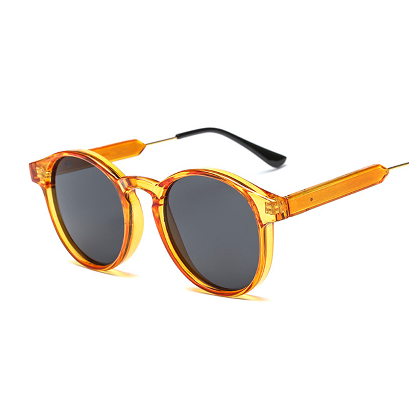 

Gothic Transparent Vintage Round Sunglasses Women Fashion Cat Eye Sun Glasses Female Luxury Classic Orange Mirror Oculos De Sol Q0121, White;black
