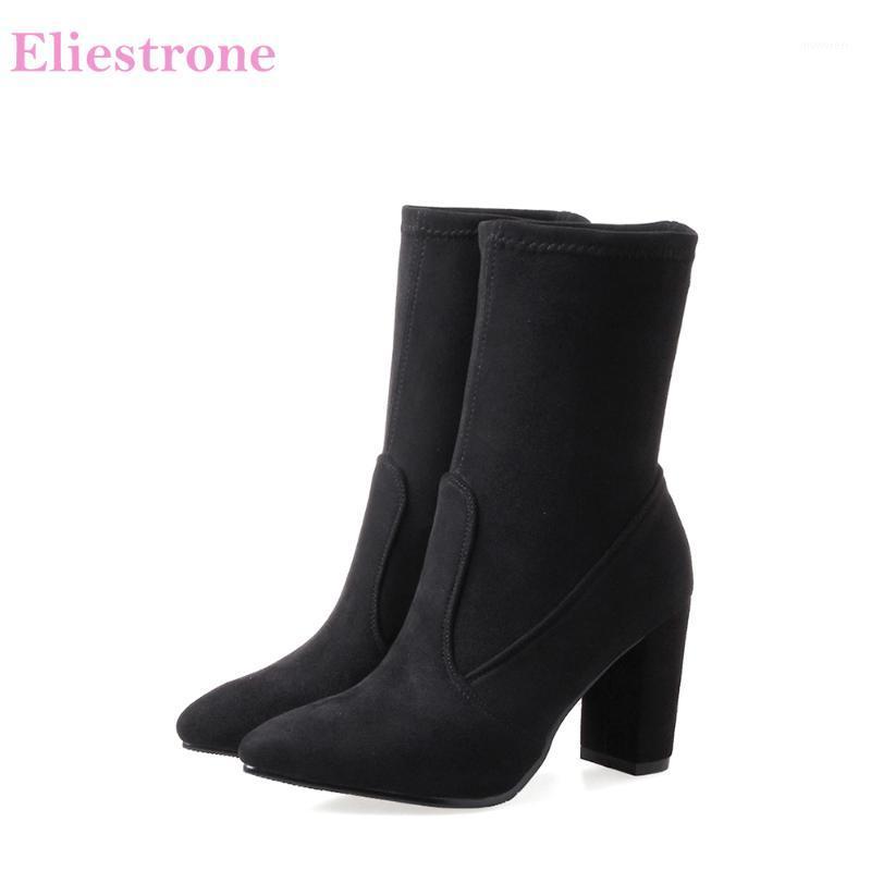 

Hot Brand New Winter Glamour Gray Khaki Women Motorcycle Boots Lady Nude Shoes Square High Heels AB017 Plus Big Size 11 32 43 461, Black