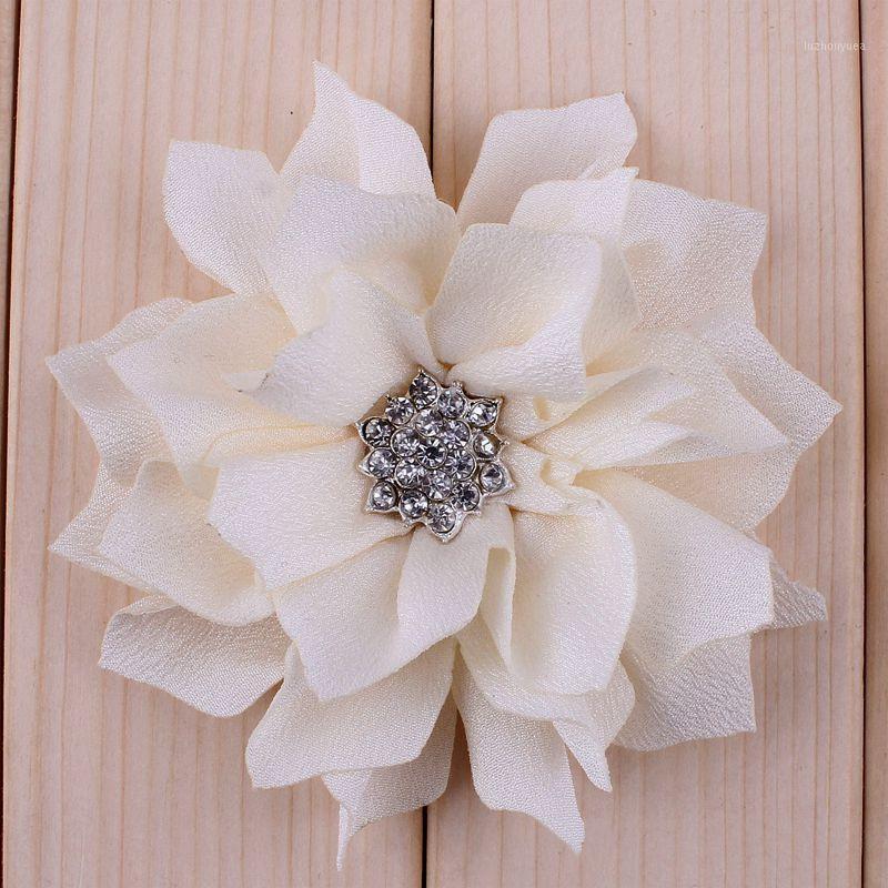 

1 Piece Size 9cm Fabric Flower Multilayered Sharp Angle Lotus With Crystal Handmade DIY Girl Headdress Flower Cloth Accessories1, Black