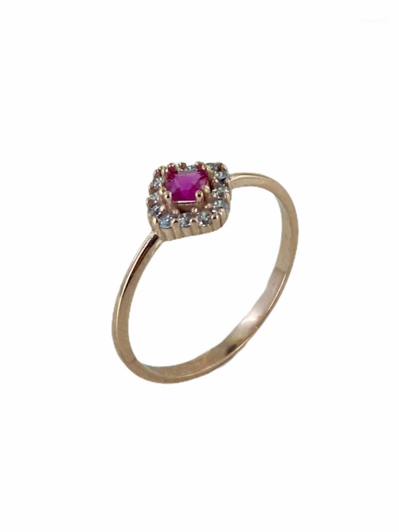 

Cluster Rings Tiny Ruby Stone Gold MontÃ¼r 925 Silver Ring, Golden;silver