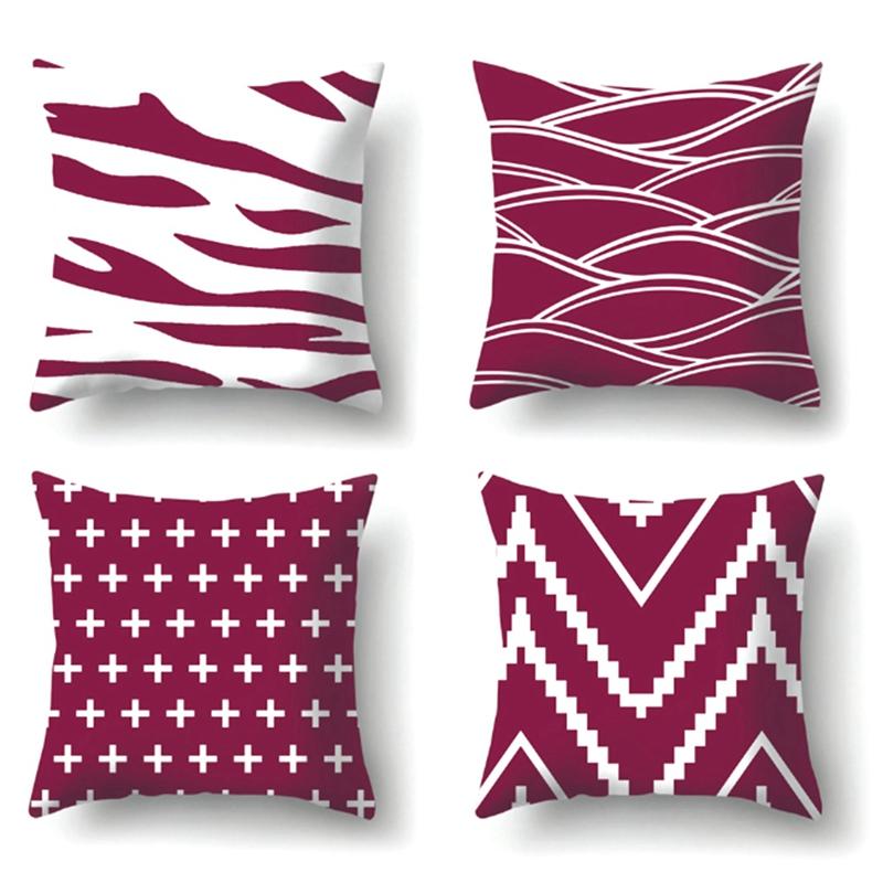 

Geometry Print Decorative Cushions Pillowcase Cushion Cover Throw Pillow Sofa Decoration Pillowcover-Wine red Pillow Case, Multi