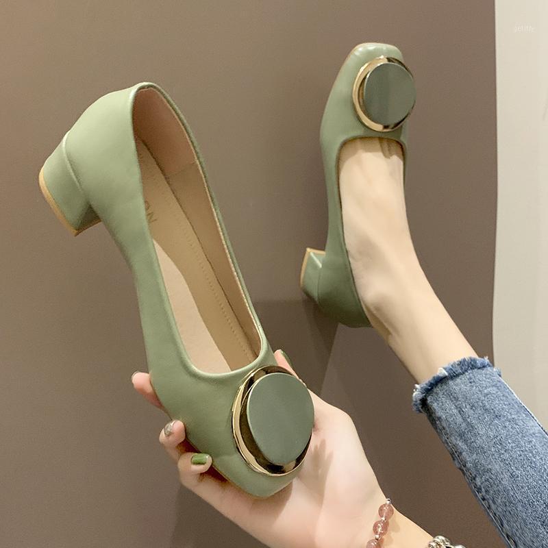 

2021 Sexy Bride Party mid Heel Shallow mouth High Heel Square head Shoes Women shoes New Fashion Women's High Heels U14-271, Beige