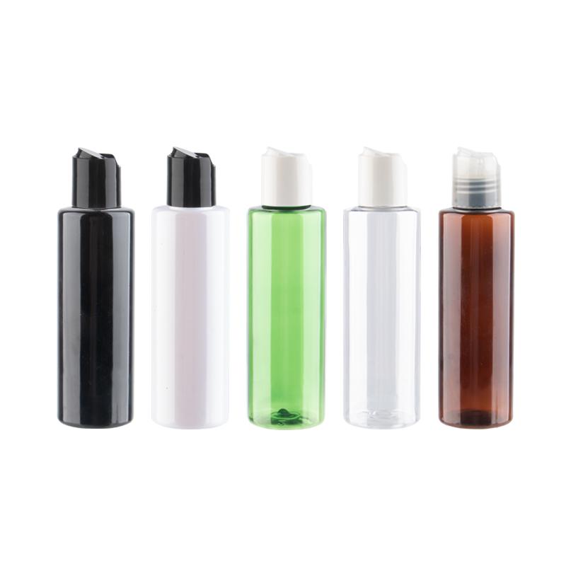 

150ml Empty Clear White Green Brown Black Plastic Bottles Refillable Travel Bottles With Plastic Disc Top Cap For Shampoo Toner