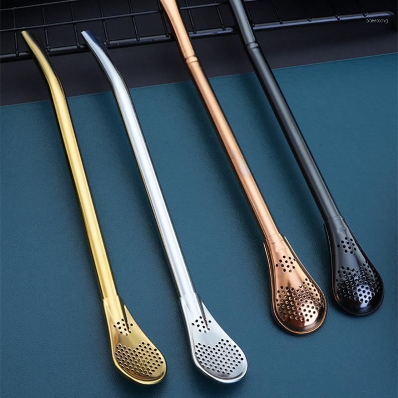 

Stainless Steel Straws Spoon Drink Bubble Beer Reusable Straw Metal Straw Drinking Spoon Filter Mate Bar Accessories 1PC1