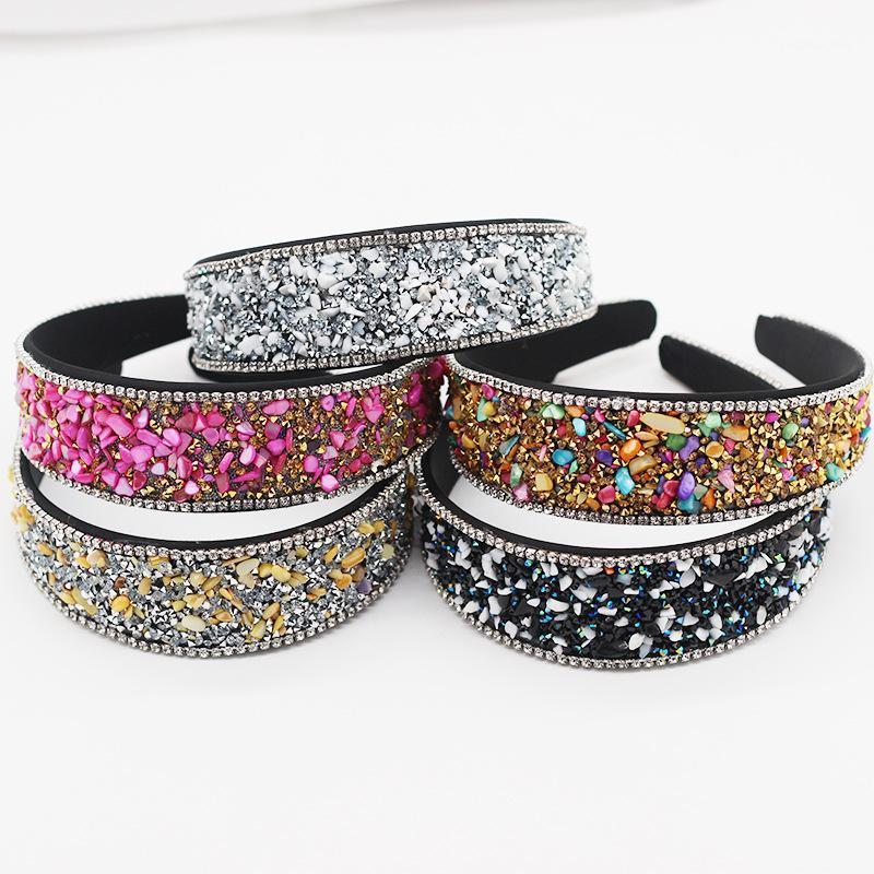 

Gorgeous Baroque Stone Headband For Women Bohemian Padded Crystal Crown Hairbands Exaggerated Rhinestone Tiara Hairband Wedding Hair Clips &, Golden;silver