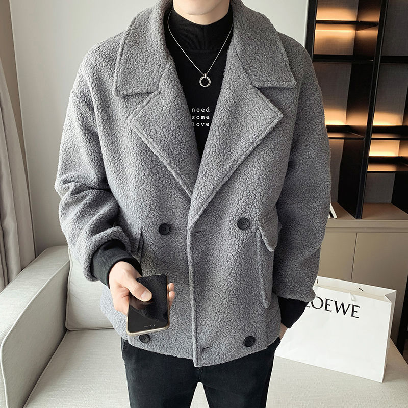 

2021 New Winter New Male Cotton Coat Plus Velvet Thick Fashion Lamb Beautiful Hair Street Jacket REBP, Games