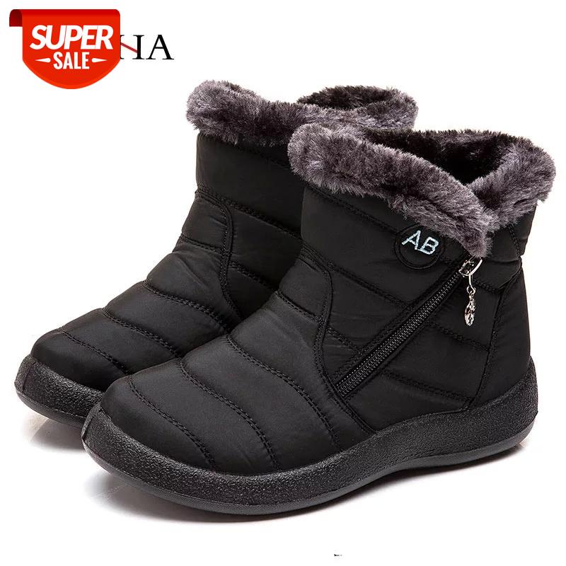 

Waterproof warm plush winter shoes women ankle boots 2020 zipper solid platform shoes woman snow boots women botas mujer #P89X, Beige