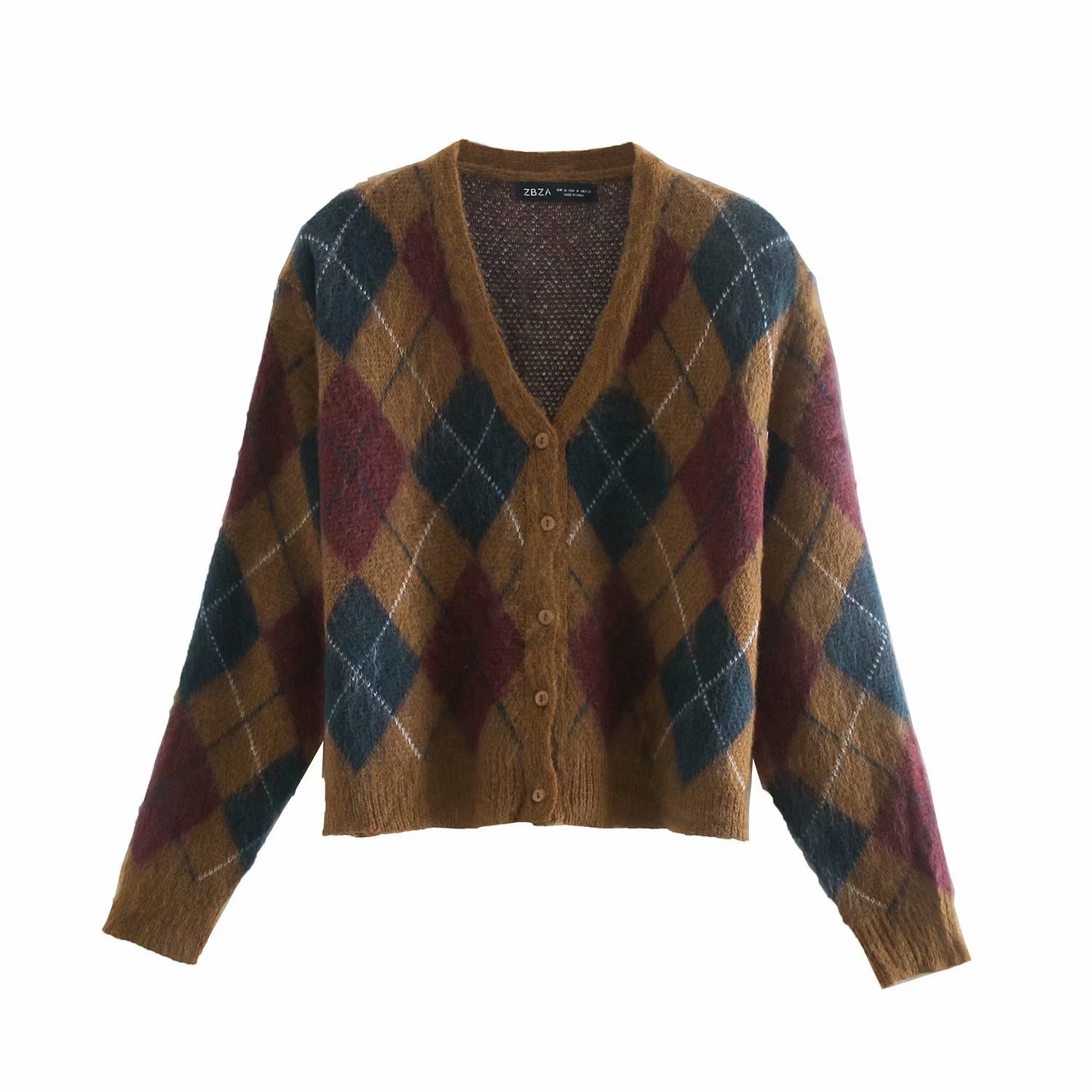 

2021 New Msd16171618 Autumn European and American Rhombic Vest Diamond V-neck Knitted Jacket Set Cp73, See chart