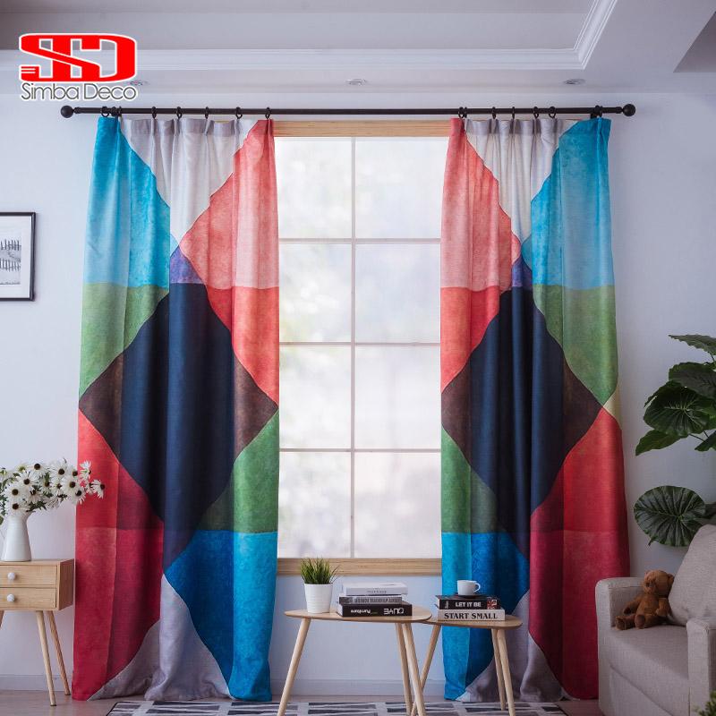 

Diamond Colorful Nordic Style Blackout Curtains For Bedroom Abstract Geometric Modern Simple Custom Made Window Treatment Screen, White