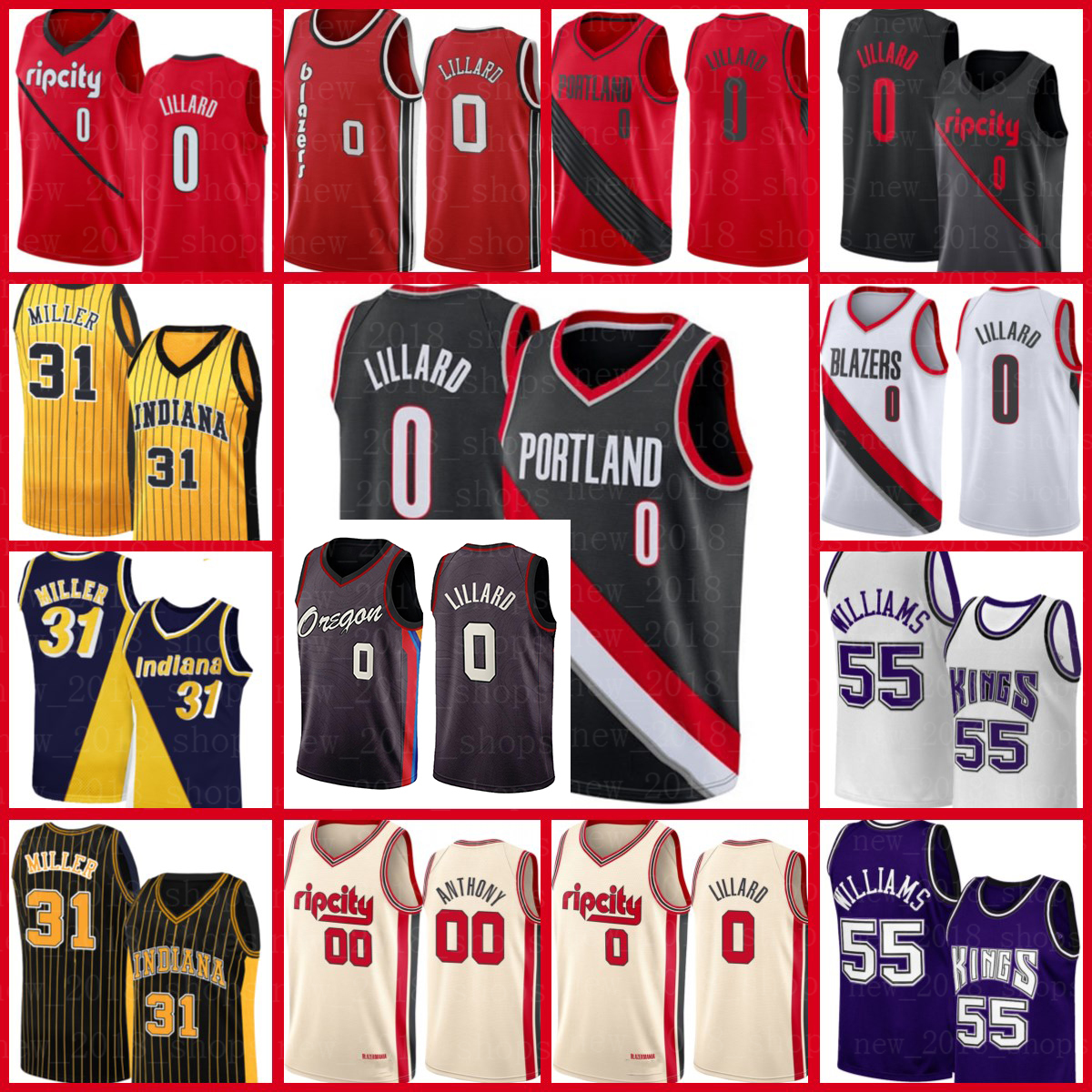 

Portland Trail Blazers Jersey Damian 0 Lillard Indiana Pacers Jersey Reggie 31 Miller Sacramento Kings Jersey, 2021 new jersey