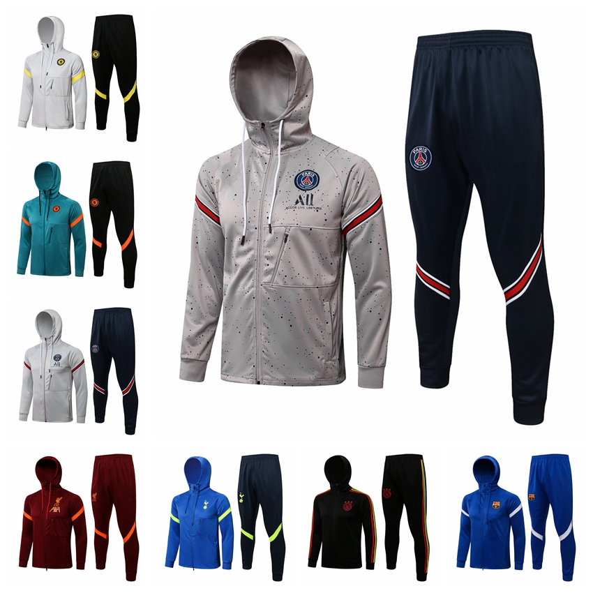 

2122 Paris CHELse Soccer Full Zipper Jacket Football Tracksuits maillot foot LiverpooI BArca Hoodie Survetement Chandal Training Suit AS05, 13