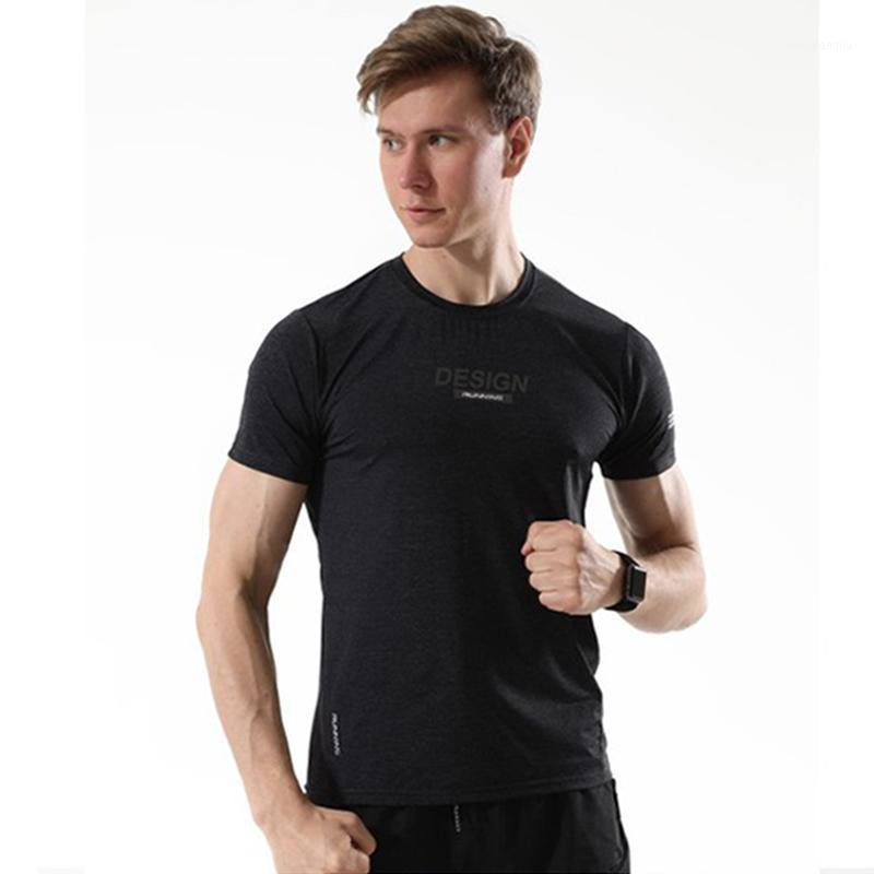 

Mens Workout TShirt Bodybuilding Gym Jersey Men's Running T-Shirts Quick Dry Compression Sport T-Shirts Soccer Training T Shirt1, Black