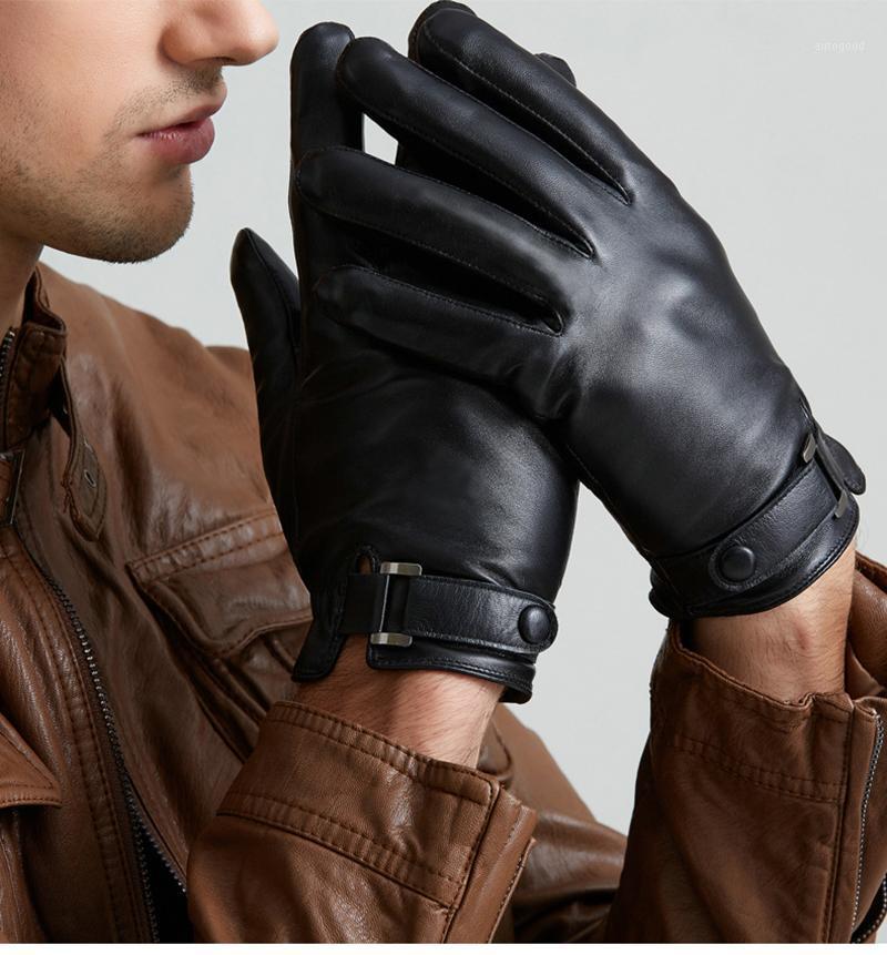 

Five Fingers Gloves Leather Men's Autumn And Winter Sheepskin Can Touch Screen Thickening Plus Cashmere Driving Business A421