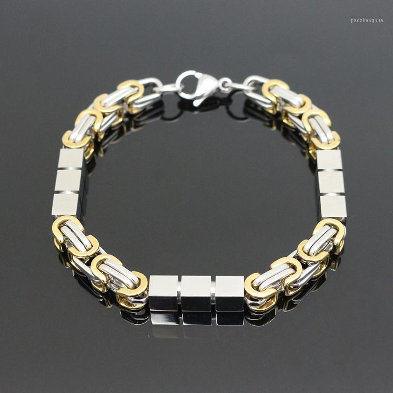 

Link, Chain Design Women Bracelet 20.50CM Stainless Steel Cube Accessories Chains & Links Bangle For Men Charm Jewelry, Black