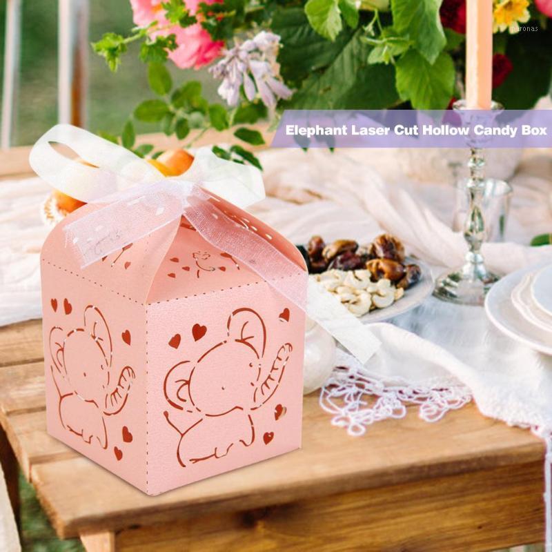 

Practical 10pcs Elephant Laser Cut Hollow Candy Boxes Unique Design Beautiful with Ribbon Event Party Props Supply Gift1